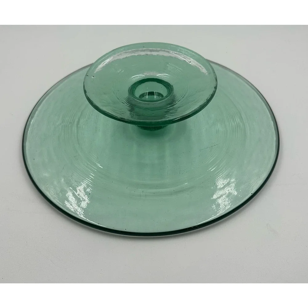 Emerald Green Anchor Hocking Glass Cakestand on Pedestal